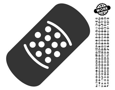 Patch icon with black bonus people pictograms. Patch vector illustration style is a flat gray iconic element for web design, app user interfaces.のイラスト素材