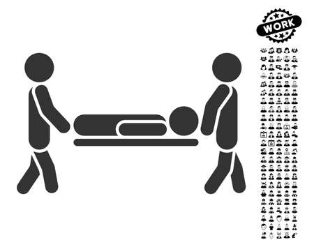 Patient Stretcher icon with black bonus job pictures. Patient Stretcher vector illustration style is a flat gray iconic element for web design, app user interfaces.のイラスト素材