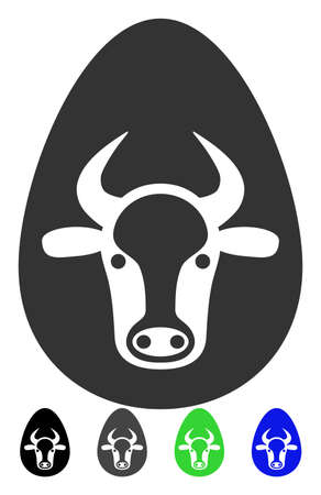 Cow Egg flat vector icon. Cow Egg icon with gray, black, blue, green color versions.のイラスト素材