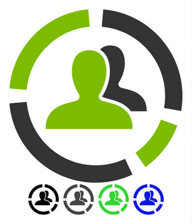 Demography Diagram flat vector illustration. Demography Diagram icon with gray, black, blue, green color versions.のイラスト素材