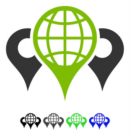 Locations flat vector pictogram. Locations icon with gray, black, blue, green color versions.のイラスト素材