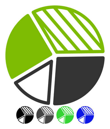 Pie Chart flat vector illustration. Pie Chart icon with gray, black, blue, green color versions.のイラスト素材