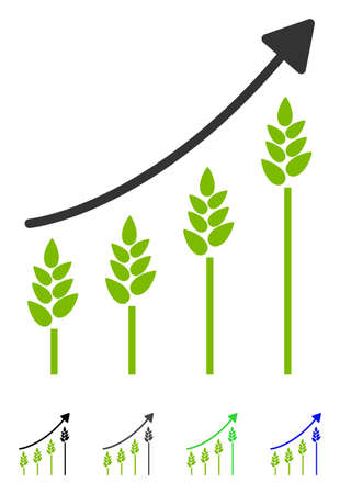 Wheat Growing Chart flat vector pictogram. Wheat Growing Chart icon with color versions.のイラスト素材