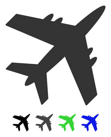 Aircraft flat illustration. Aircraft icon with gray, black, blue, green color versions.のイラスト素材