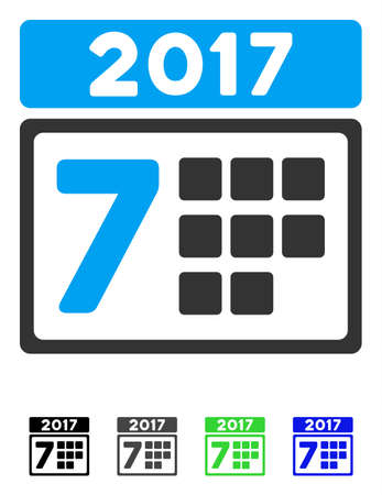 2017 Year 7Th Day flat vector icon. 2017 Year 7Th Day icon with gray, black, blue, green color versions.のイラスト素材
