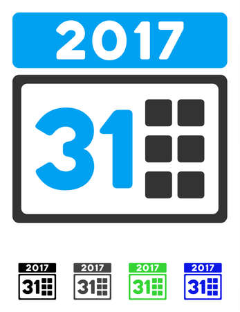 2017 Year Last Month Day flat vector icon. 2017 Year Last Month Day icon with gray, black, blue, green color versions.のイラスト素材