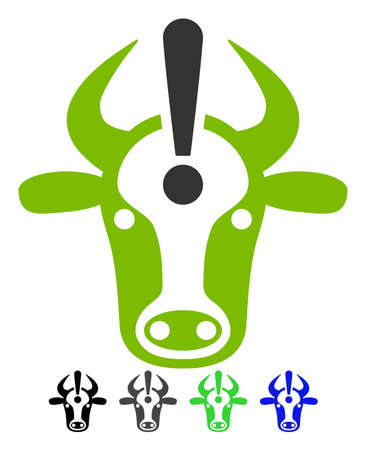Cow Error flat vector pictograph. Cow Error icon with gray, black, blue, green color versions.のイラスト素材