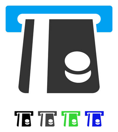 Bank Card Terminal flat vector illustration. Bank Card Terminal icon with gray, black, blue, green color versions.のイラスト素材