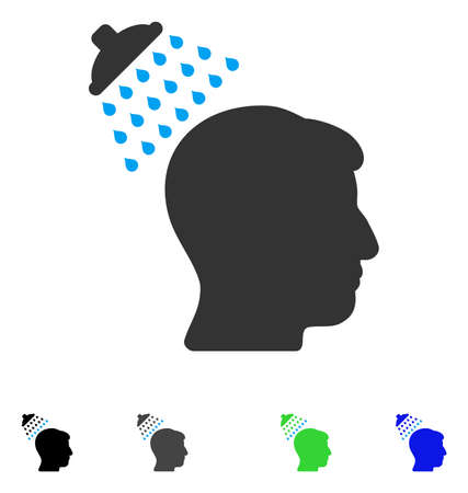 Head Shower flat vector icon. Colored head shower gray, black, blue, green icon versions. Flat icons on a white background.のイラスト素材