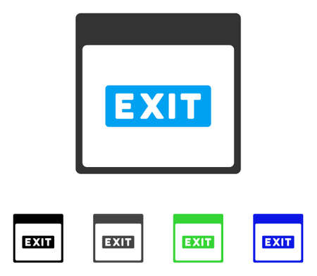Exit Caption Calendar Page flat vector icon. Colored exit caption calendar page gray, black, blue, green icon versions. Flat icon style for application design.のイラスト素材