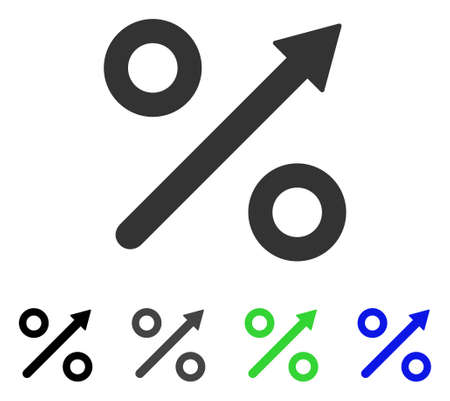 Growing Percent flat vector pictogram. Colored growing percent gray, black, blue, green pictogram variants. Flat icon style for application design.のイラスト素材