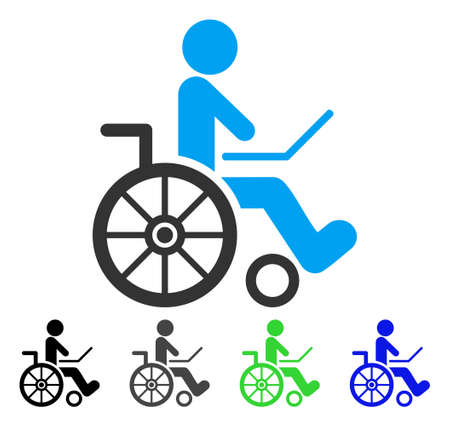 Wheelchair flat vector icon. Colored wheelchair gray, black, blue, green pictogram versions. Flat icon style for web design.のイラスト素材