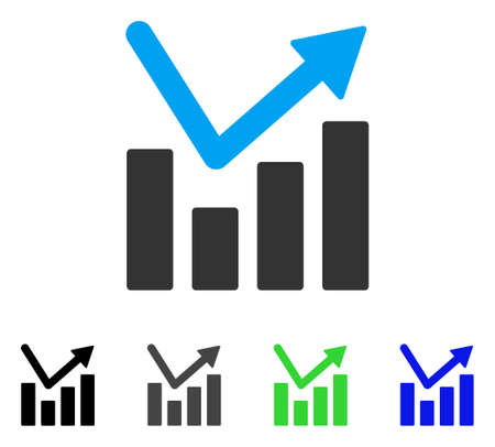 Bar Chart Trend flat vector pictograph. Colored bar chart trend gray, black, blue, green icon variants. Flat icon style for web design.のイラスト素材