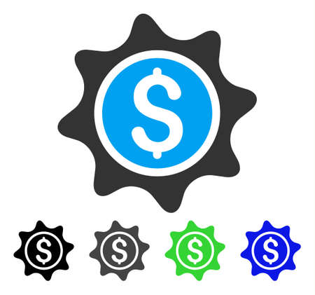 Money Sticker flat vector illustration. Colored money sticker gray, black, blue, green pictogram versions. Flat icon style for application design.のイラスト素材