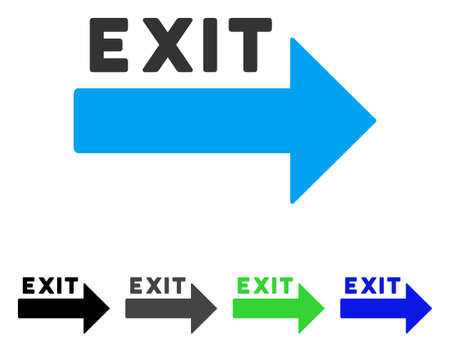 Exit Arrow flat vector pictogram. Colored exit arrow gray, black, blue, green icon versions. Flat icon style for application design.のイラスト素材