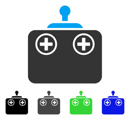 Remote Control Device flat vector illustration. Colored remote control device gray, black, blue,...