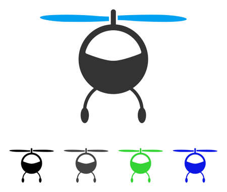Helicopter flat vector icon. Colored helicopter gray, black, blue, green pictogram variants. Flat icon style for application design.のイラスト素材