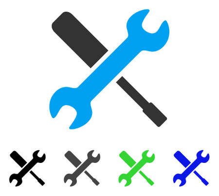 Tools flat vector icon. Colored tools gray, black, blue, green pictogram variants. Flat icon style for graphic design.のイラスト素材