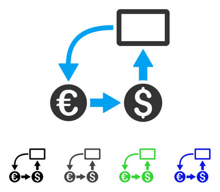 Cashflow Euro Exchange flat vector pictogram. Colored cashflow euro exchange gray, black, blue, green icon versions. Flat icon style for application design.のイラスト素材