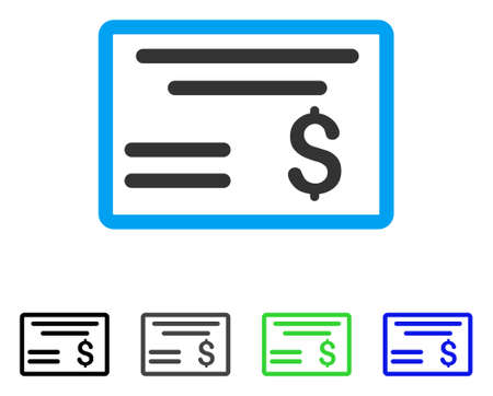 Dollar Cheque flat vector illustration. Colored dollar cheque gray, black, blue, green icon versions. Flat icon style for graphic design.のイラスト素材