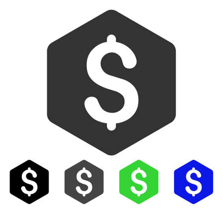 Dollar Hexagon flat vector pictogram. Colored dollar hexagon gray, black, blue, green pictogram variants. Flat icon style for application design.のイラスト素材