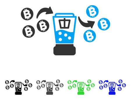 Bitcoin Mixing Service flat vector pictograph. Colored bitcoin mixing service gray, black, blue, green icon versions. Flat icon style for graphic design.のイラスト素材