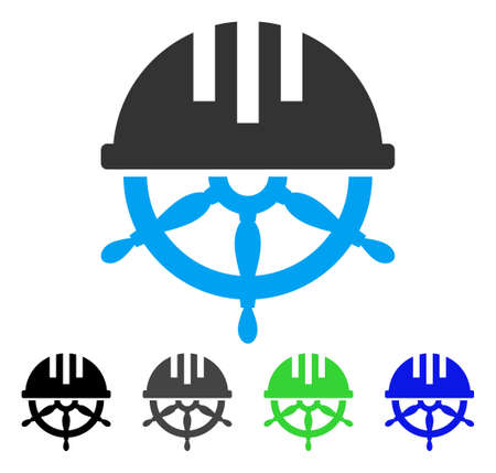 Covered Steering Wheel flat vector icon. Colored covered steering wheel gray, black, blue, green icon variants. Flat icon style for application design.のイラスト素材