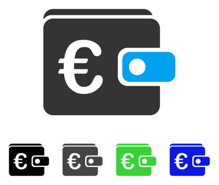 Euro Purse flat vector icon. Colored euro purse gray, black, blue, green icon versions. Flat icon style for web design.のイラスト素材