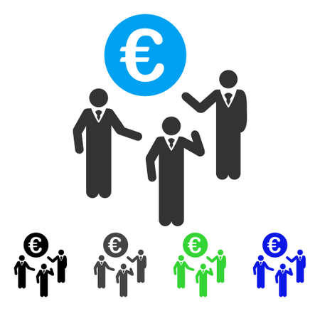 Euro Discussion flat vector icon. Colored Euro discussion gray, black, blue, green icon versions. Flat icon style for web design.のイラスト素材