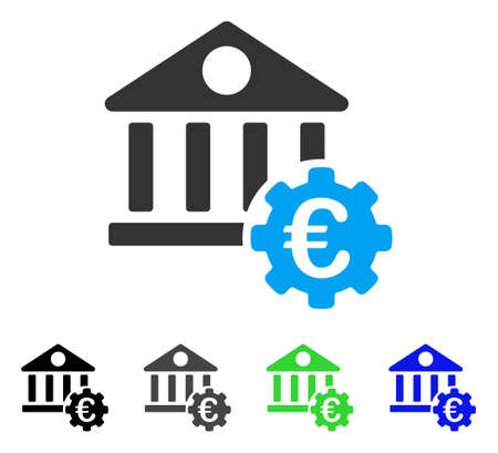 Euro Bank Building Options flat vector pictogram. Colored euro bank building options gray, black, blue, green pictogram versions. Flat icon style for web design.のイラスト素材
