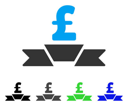 Pound Business Premium Ribbon flat vector pictograph. Colored pound business premium ribbon gray, black, blue, green pictogram versions. Flat icon style for graphic design.のイラスト素材