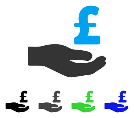 Pound Donation Hand flat vector icon. Colored pound donation hand gray, black, blue, green pictogram versions. Flat icon style for graphic design.のイラスト素材