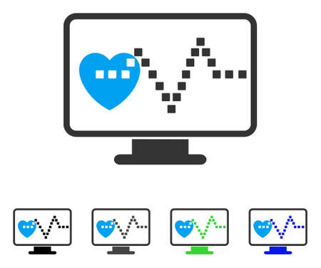 Cardio Monitoring flat vector illustration. Colored cardio monitoring gray, black, blue, green pictogram variants. Flat icon style for web design.のイラスト素材