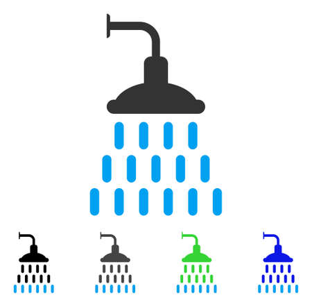 Shower flat vector pictograph. Colored shower gray, black, blue, green pictogram variants. Flat icon style for graphic design.のイラスト素材