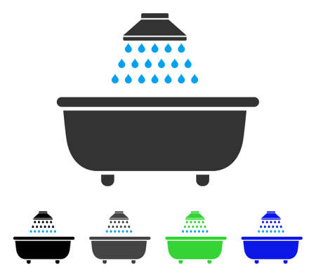 Bath Shower flat vector pictogram. Colored bath shower gray, black, blue, green pictogram variants. Flat icon style for graphic design.のイラスト素材
