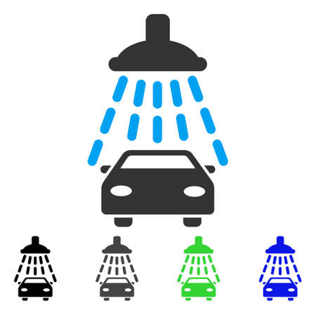 Car Shower flat vector pictograph. Colored car shower gray, black, blue, green icon variants. Flat icon style for application design.のイラスト素材