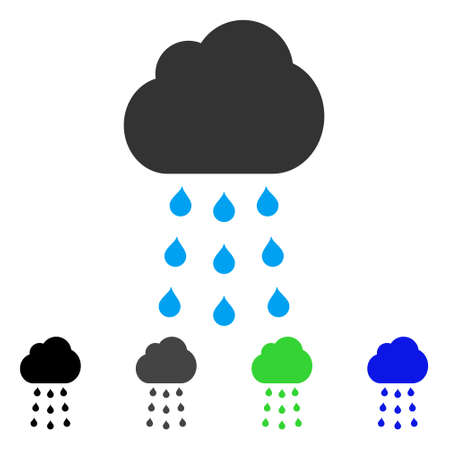 Rain Cloud flat vector pictograph. Colored rain cloud gray, black, blue, green icon versions. Flat icon style for graphic design.のイラスト素材