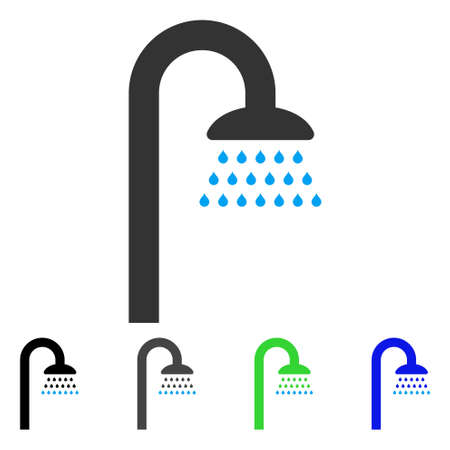 Shower flat vector pictogram. Colored shower gray, black, blue, green icon variants. Flat icon style for application design.のイラスト素材