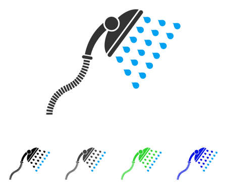 Shower flat vector icon. Colored shower gray, black, blue, green icon versions. Flat icon style for web design.のイラスト素材