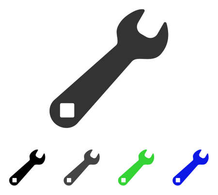 Wrench flat vector pictogram. Colored wrench gray, black, blue, green icon variants. Flat icon style for application design.のイラスト素材