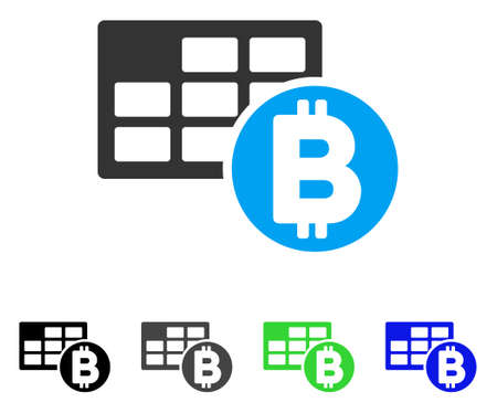 Bitcoin Table flat vector icon. Colored bitcoin table gray, black, blue, green icon variants. Flat icon style for graphic design.のイラスト素材