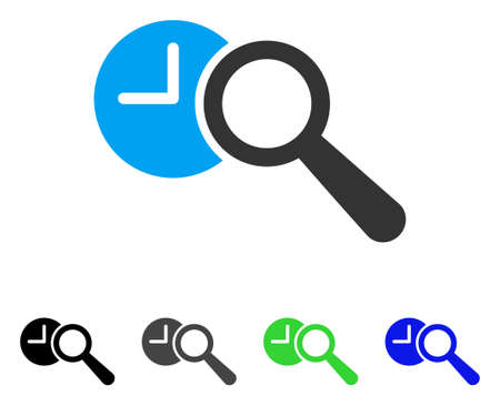 Find Time flat vector illustration. Colored find time gray, black, blue, green pictogram variants. Flat icon style for graphic design.のイラスト素材