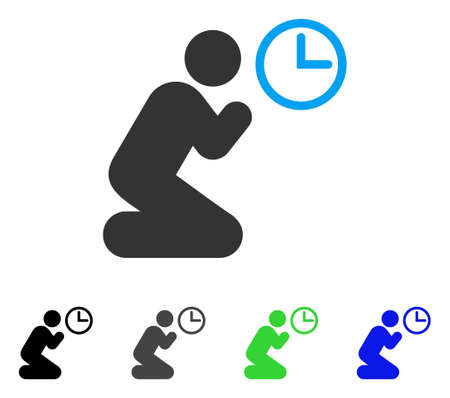 Pray Time flat vector pictogram. Colored pray time gray, black, blue, green icon versions. Flat icon style for web design.のイラスト素材