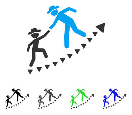 Gentlemen Education Growth flat vector illustration. Colored gentlemen education growth gray, black, blue, green pictogram versions. Flat icon style for graphic design.のイラスト素材