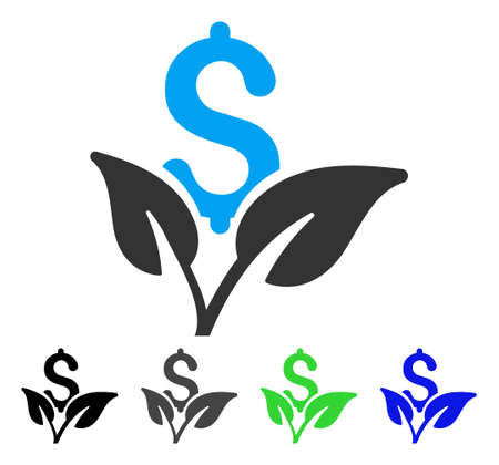 Eco Business Startup flat vector pictogram. Colored eco business startup gray, black, blue, green pictogram variants. Flat icon style for graphic design.のイラスト素材