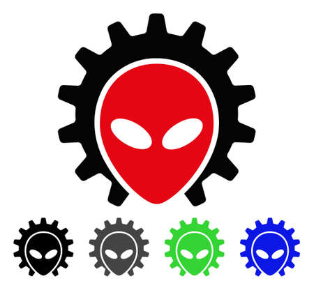 Alien Technology flat vector icon. Colored alien technology gray, black, blue, green pictogram variants.のイラスト素材