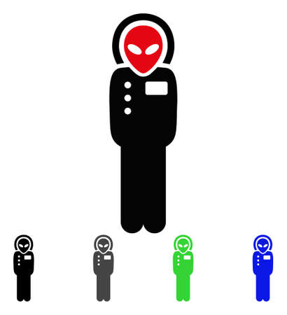 Alien Visitor Skafandr flat vector icon. Colored alien visitor skafandr gray, black, blue, green icon versions.のイラスト素材