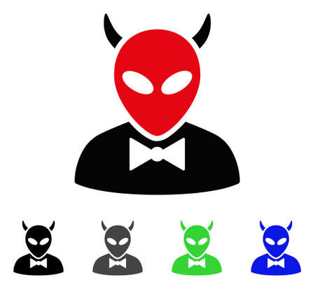 Devil flat vector pictogram. Colored devil gray, black, blue, green icon versions.のイラスト素材