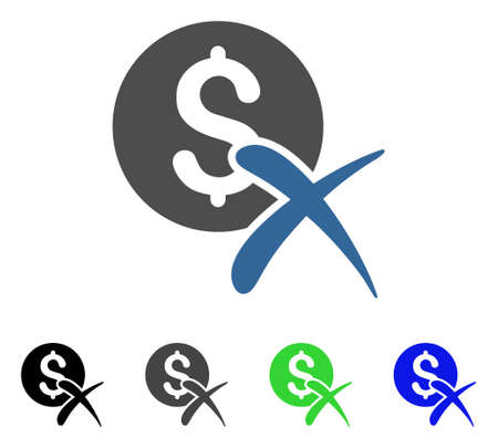Reject Payment flat vector illustration. Colored reject payment gray, black, blue, green pictogram versions.のイラスト素材