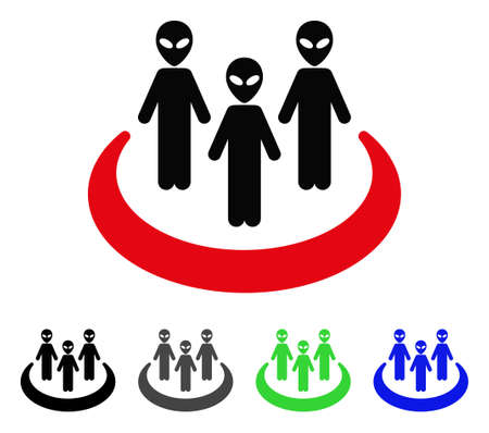 Alien Community flat vector pictogram. Colored alien community gray, black, blue, green icon versions.のイラスト素材